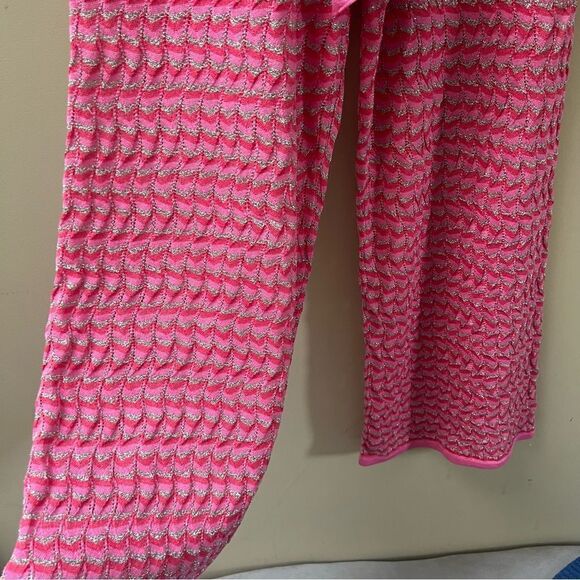 - Milly Cabana pink knit wide leg pants w/belt Size M - Picture 3 of 7